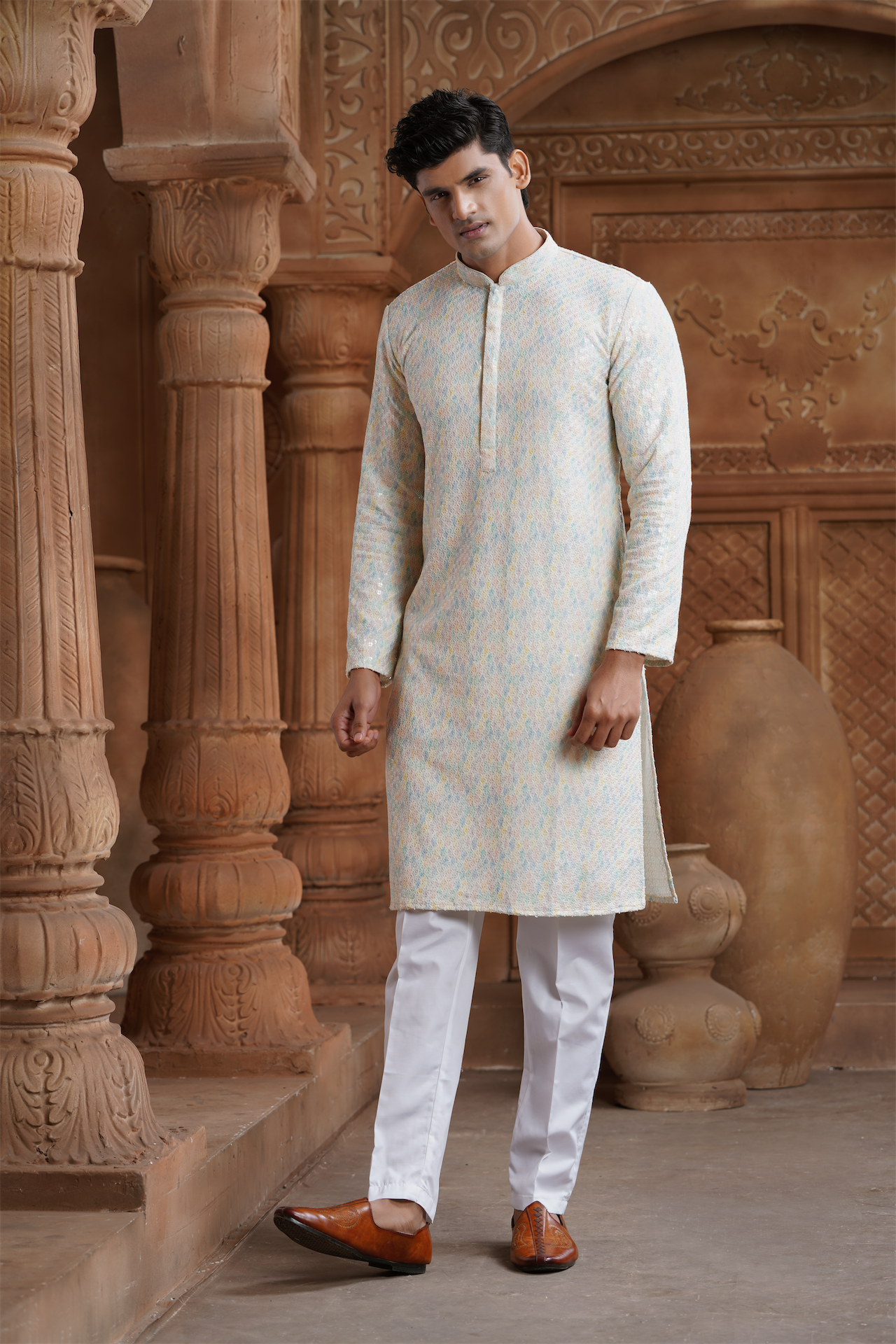 Multi-Coloured Rayon Printed Kurta Pyjama
