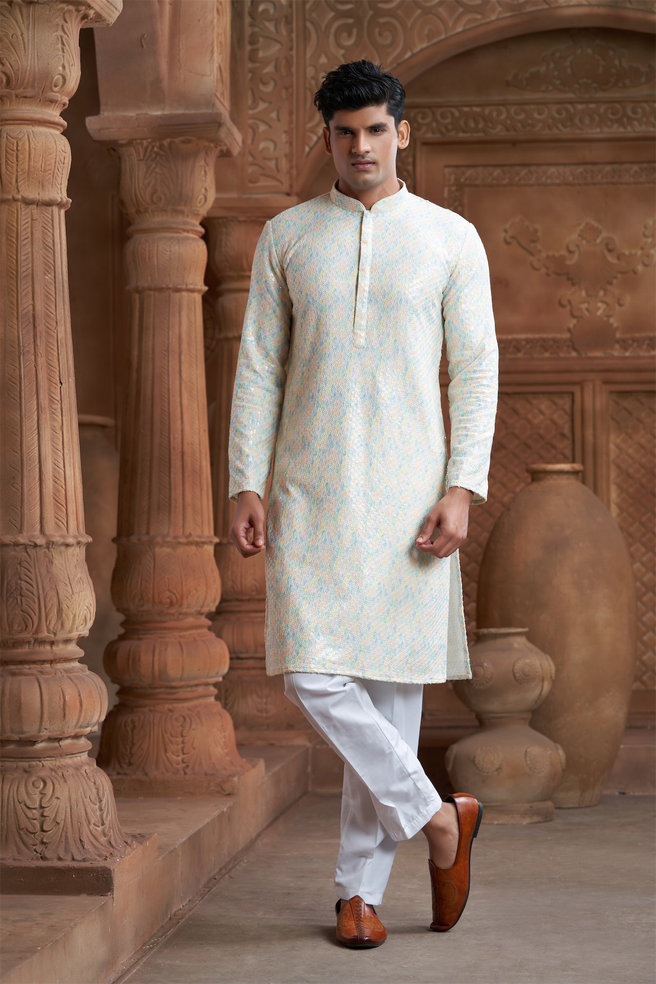 Multi-Coloured Rayon Printed Kurta Pyjama