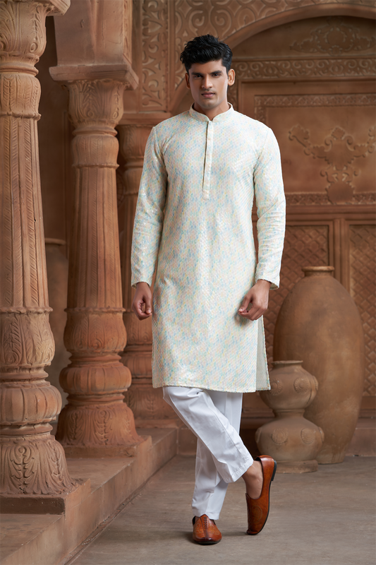 Multi-Coloured Rayon Printed Kurta Pyjama