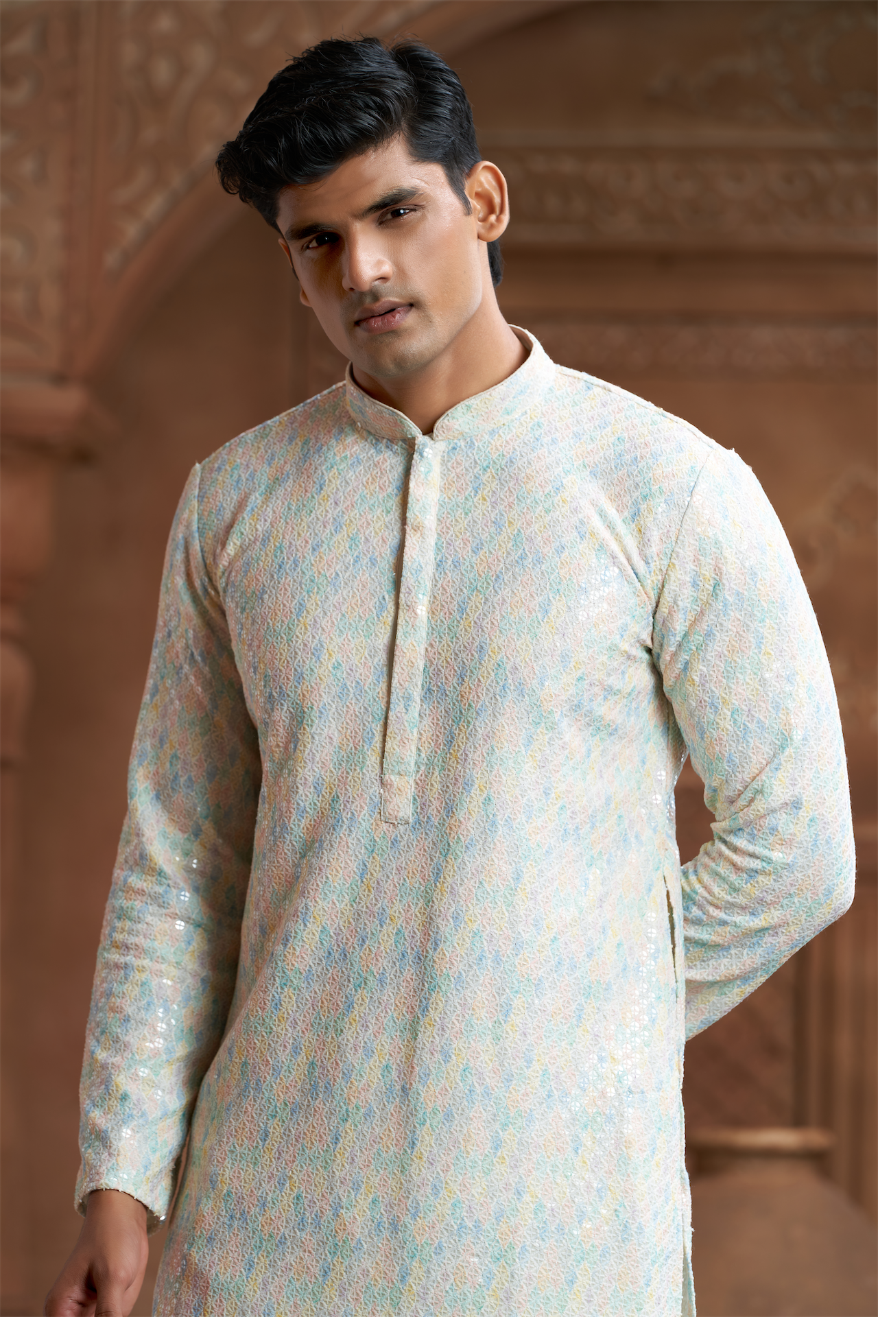 Multi-Coloured Rayon Printed Kurta Pyjama