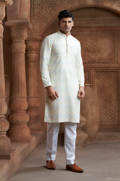 Multi-Coloured Rayon Printed Kurta Pyjama