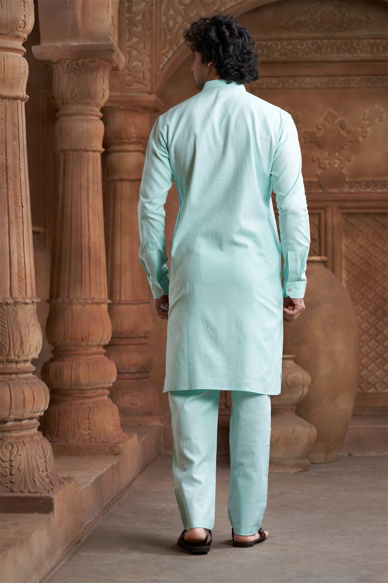 Sea Green Pure Cotton Kurta with Matching Bottom