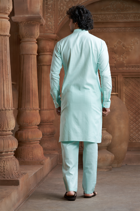 Sea Green Pure Cotton Kurta with Matching Bottom