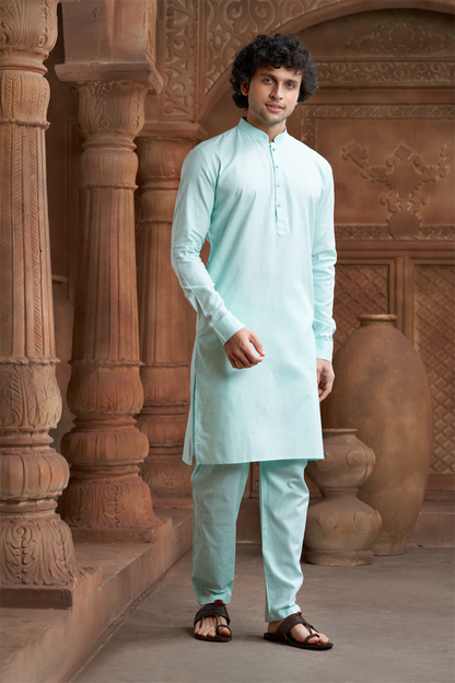 Sea Green Pure Cotton Kurta with Matching Bottom