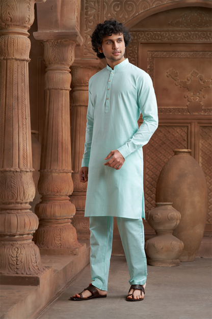 Sea Green Pure Cotton Kurta with Matching Bottom