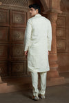 Lemon Yellow cotton Kurta Pyjama with Thread Embroidery and Motifs