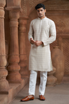 Cream Rayon Printed Kurta Pyjama