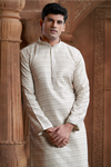 Cream Rayon Printed Kurta Pyjama