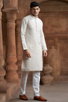 Cream Rayon Printed Kurta Pyjama