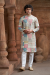 Multi-Coloured Rayon Printed Kurta Pyjama