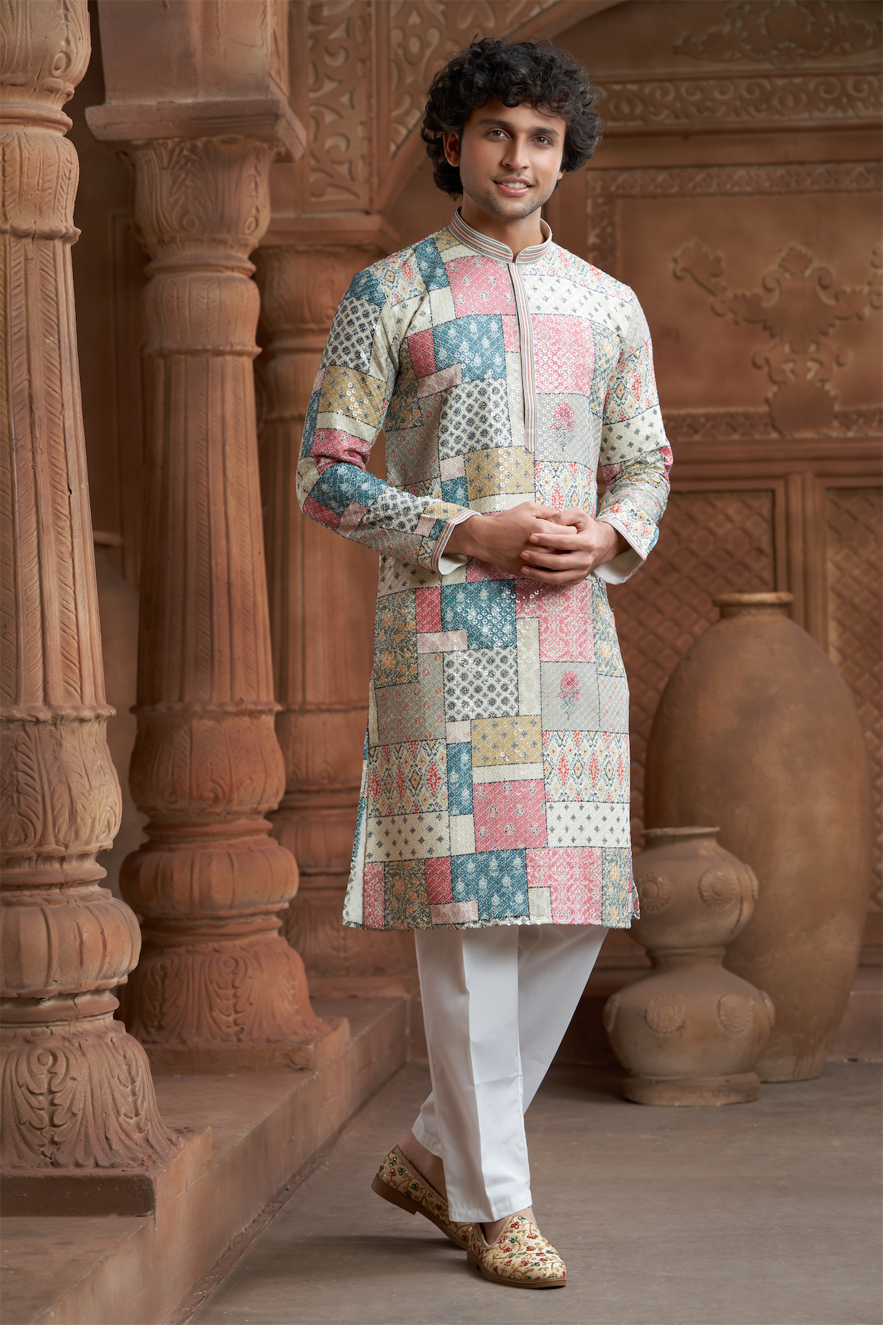 Multi-Coloured Rayon Printed Kurta Pyjama