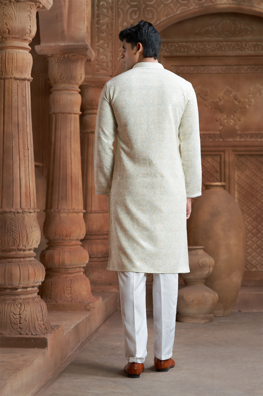 Pista Green Rayon Printed Kurta Pyjama