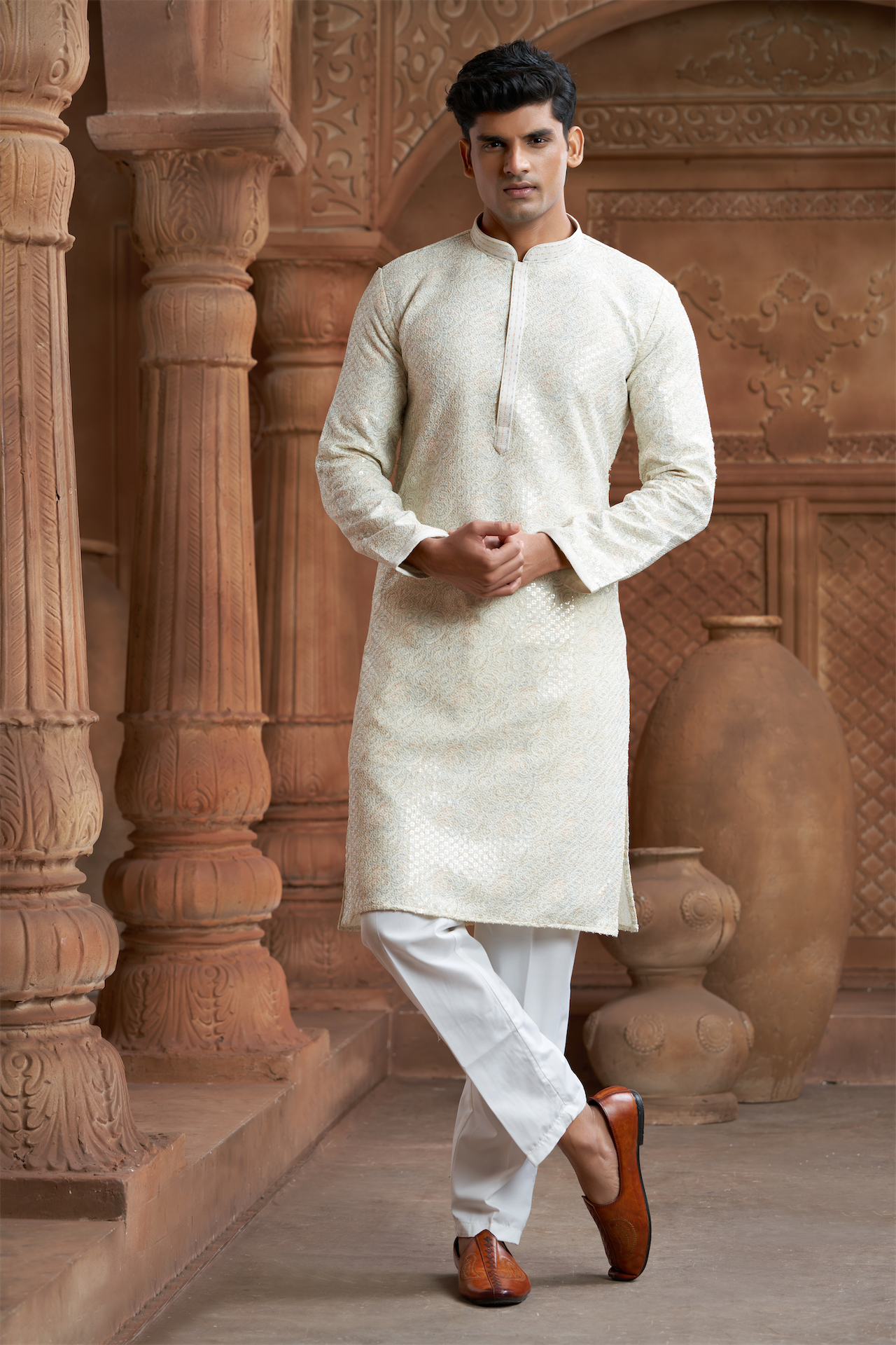 Pista Green Rayon Printed Kurta Pyjama