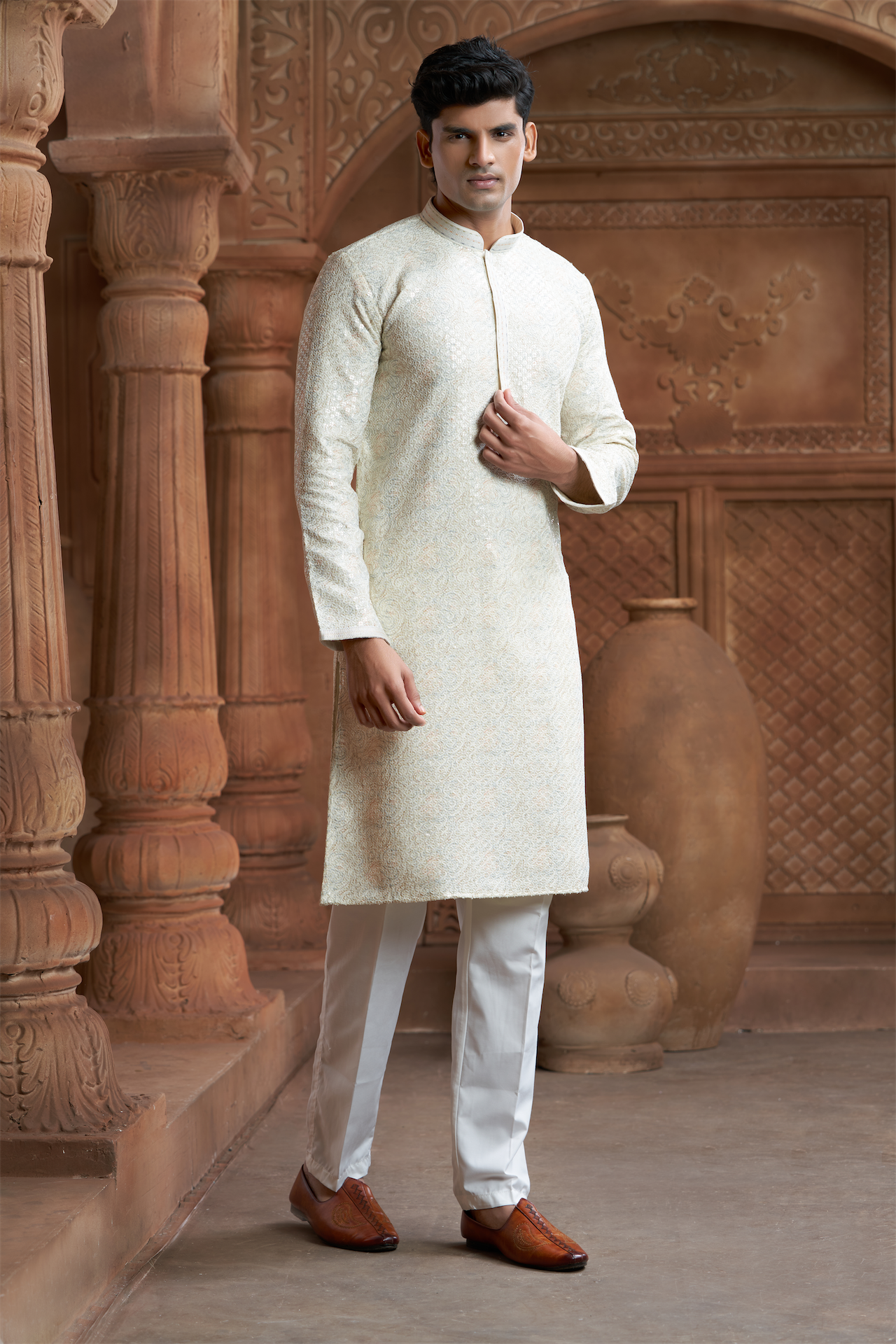 Pista Green Rayon Printed Kurta Pyjama
