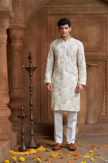 Lemon Yellow Rayon Printed Kurta Pyjama