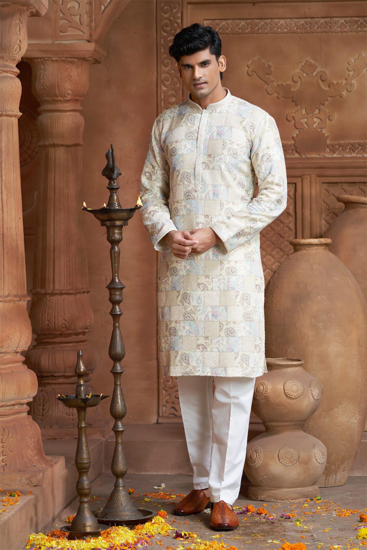 Lemon Yellow Rayon Printed Kurta Pyjama