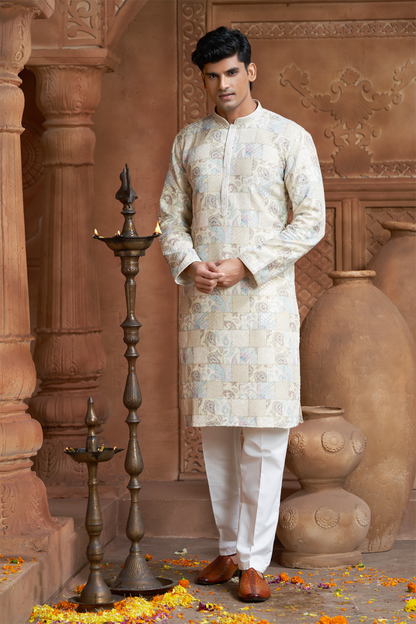 Lemon Yellow Rayon Printed Kurta Pyjama