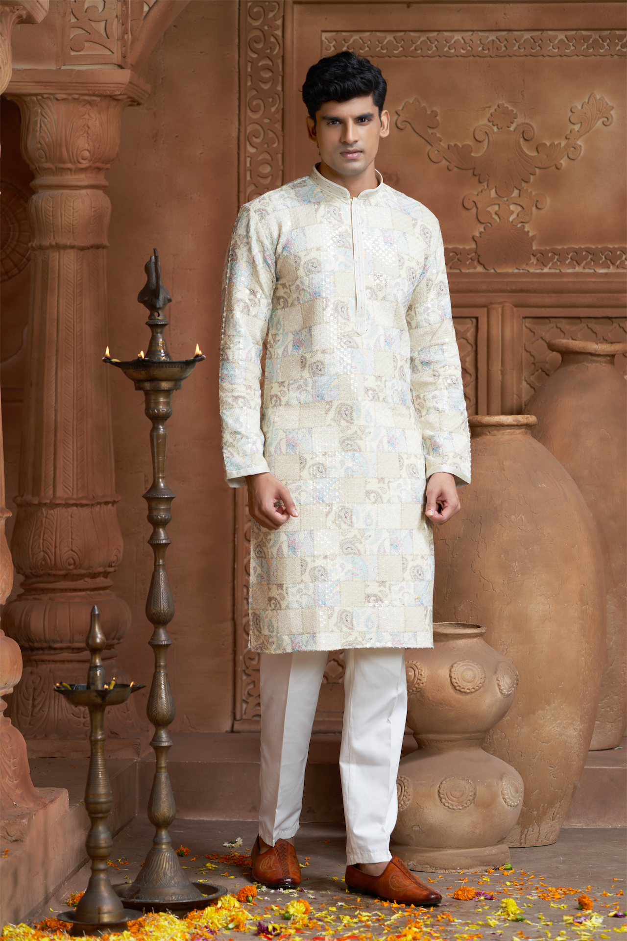 Lemon Yellow Rayon Printed Kurta Pyjama
