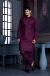 Wine Pure Cotton Kurta with Matching Bottom