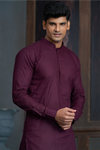 Wine Pure Cotton Kurta with Matching Bottom