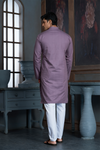 Lavender Pure Cotton Self Jaquard Kurta Pyjama