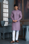 Lavender Pure Cotton Self Jaquard Kurta Pyjama
