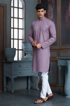 Lavender Pure Cotton Self Jaquard Kurta Pyjama