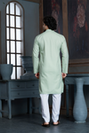 Pista Green Pure Cotton Self Jaquard Kurta Pyjama