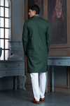 Bottle Green Pure Cotton Self Jaquard Kurta Pyjama