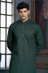 Bottle Green Pure Cotton Self Jaquard Kurta Pyjama