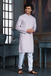 Onion Pink Pure Cotton Self Jaquard Kurta Pyjama