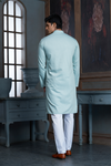 Mint Pure Cotton Self Jaquard Kurta Pyjama