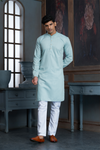 Mint Pure Cotton Self Jaquard Kurta Pyjama