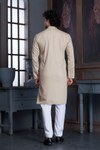 Fawn Pure Cotton Self Jaquard Kurta Pyjama