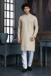 Fawn Pure Cotton Self Jaquard Kurta Pyjama