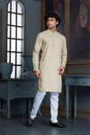 Fawn Pure Cotton Self Jaquard Kurta Pyjama