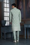 Pista Green Chanderi Daman Embroidery Kurta Pyjama with All over Buta