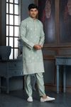 Pista Green Chanderi Daman Embroidery Kurta Pyjama with All over Buta