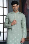 Pista Green Chanderi Daman Embroidery Kurta Pyjama with All over Buta