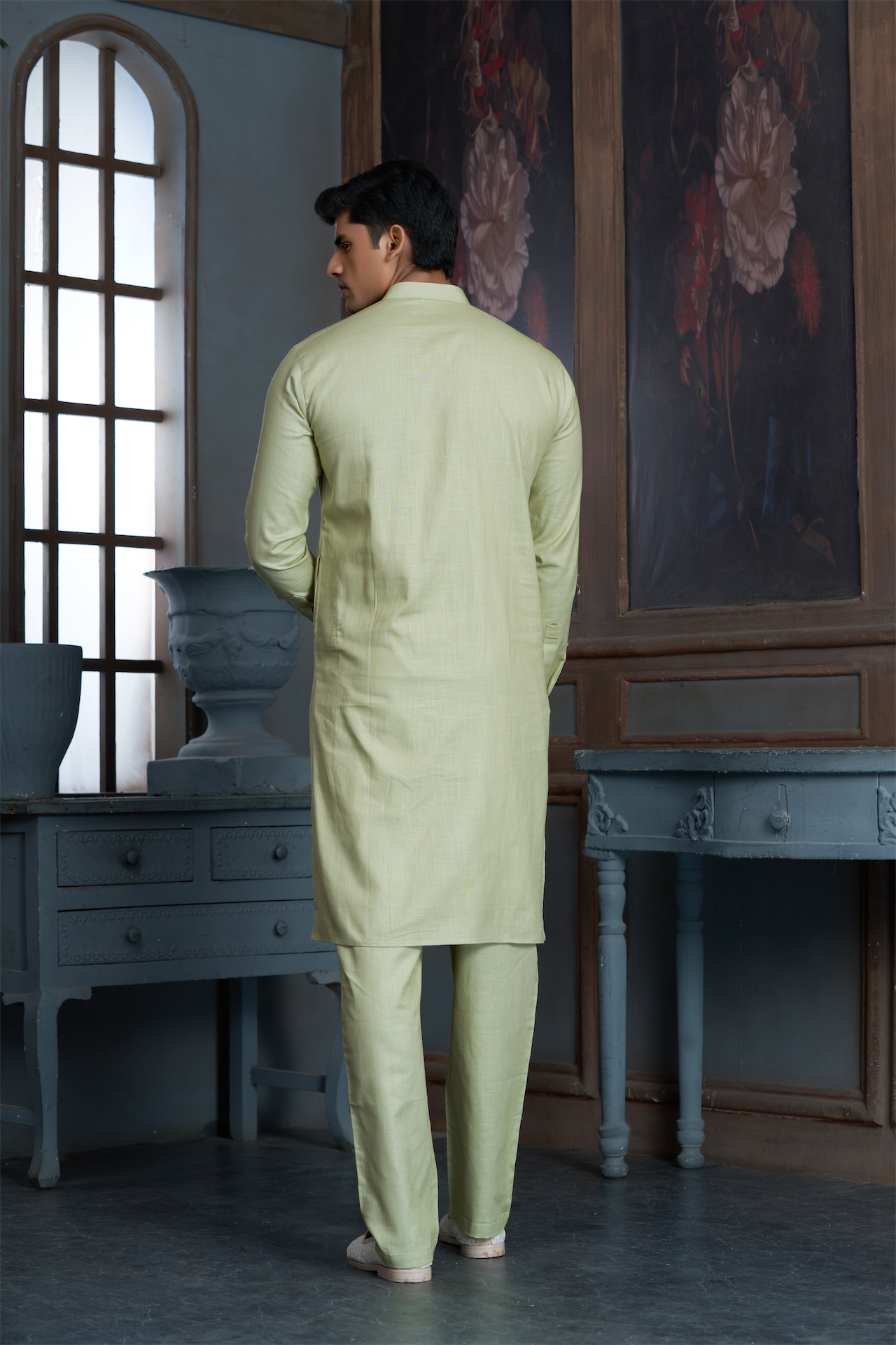 Pista Green Pure Cotton Kurta with Matching Bottom