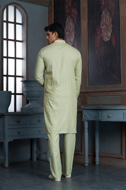 Pista Green Pure Cotton Kurta with Matching Bottom