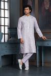 Onion Pink Chanderi Heavy Embroidery Kurta Set with Mirror Work