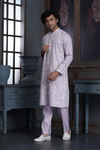 Onion Pink Chanderi Heavy Embroidery Kurta Set with Mirror Work