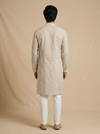 Beige Linen Thread Embroidered Kurta Set for Festive Wear