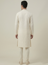 Cream Art Silk Jaquard Kurta Set Festive Wear