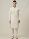 Cream Art Silk Jaquard Kurta Set Festive Wear