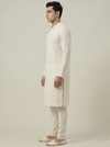 Cream Art Silk Jaquard Kurta Set Festive Wear