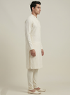 Cream Art Silk Jaquard Kurta Set Festive Wear