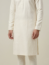Cream Art Silk Jaquard Kurta Set Festive Wear