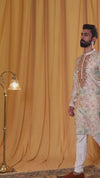 Off White Muslin Mirror and Embroidered Kurta Pyjama